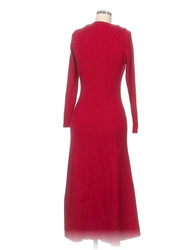 Bordo Uzun Kollu Triko Kadın Elbise - Görsel 3