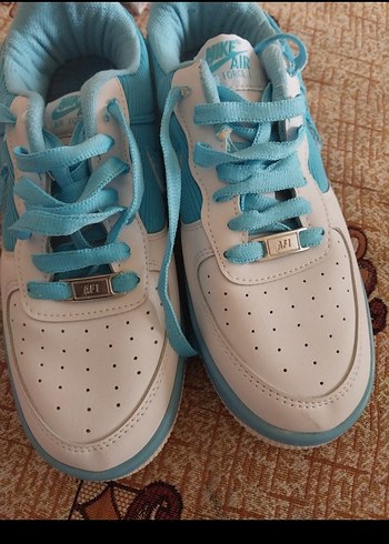 Nike Air Force 1 Beyaz Acik Mavi Sneaker