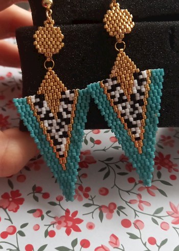 Accessorize Turkuaz Renkli Uzun Boncuklu Bohem Küpe