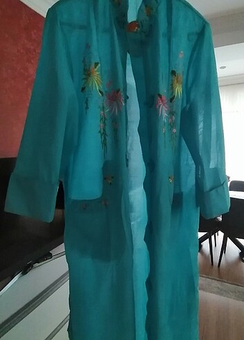 Turkuaz kimono sabahlık