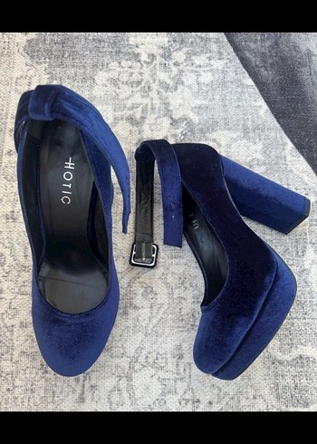 Kadın Lacivert Süet Platform Topuklu Ayakkabı - Görsel 2