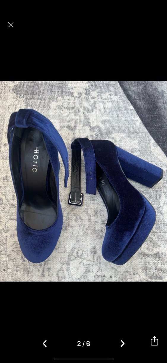 Kadın Lacivert Süet Platform Topuklu Ayakkabı - Görsel 2