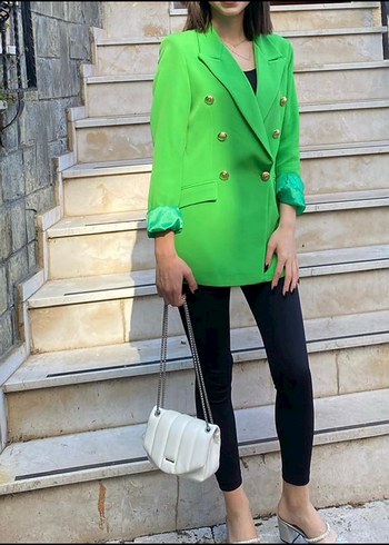 Düğmeli Yeşil  Kadın Blazer - Görsel 2