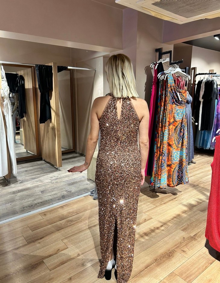 Payetli Uzun Abiye Elbise - Görsel 2