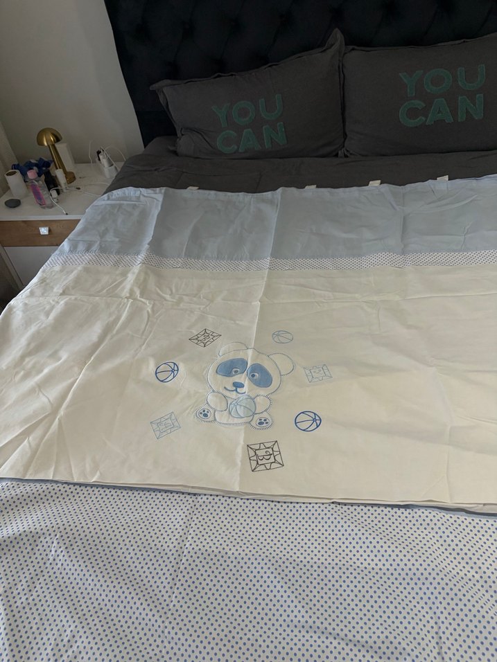 Nakışlı Mavi Çocuk fon perde - Görsel 4