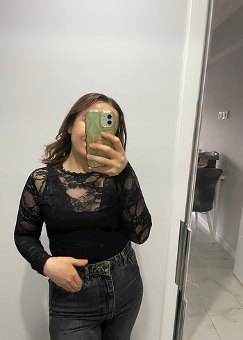 Dantelli Siyah Gotik Uzun Kollu Bluz - Görsel 4