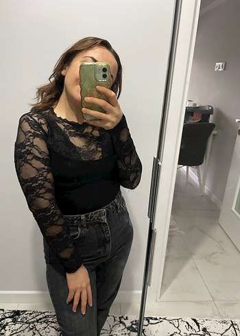 Dantelli Siyah Gotik Uzun Kollu Bluz - Görsel 3