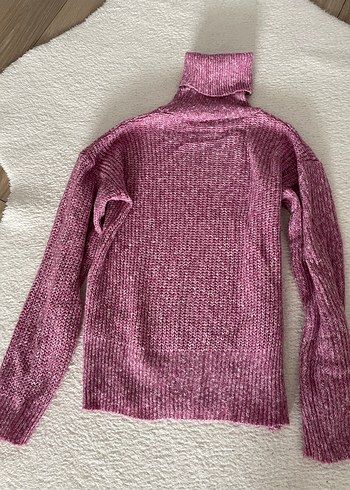 Parlak Mor Boğazlı Triko Kazak - Görsel 3