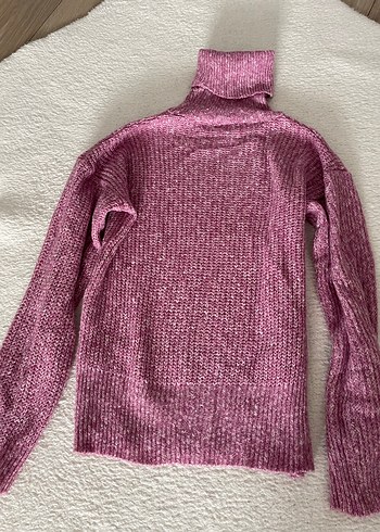 Parlak Mor Boğazlı Triko Kazak - Görsel 2