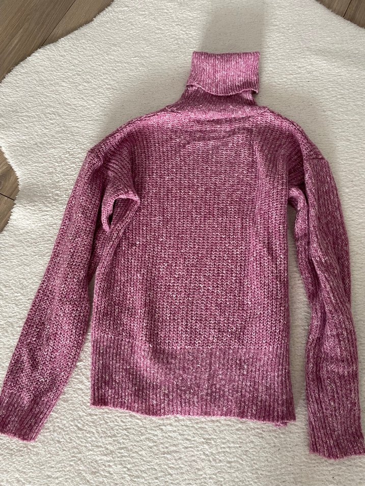 Parlak Mor Boğazlı Triko Kazak - Görsel 3