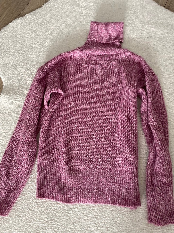 Parlak Mor Boğazlı Triko Kazak - Görsel 2