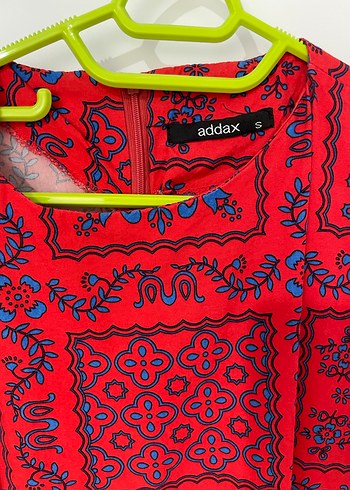 Bohem Renkli Uzun Kırmızı Elbise - Görsel 4