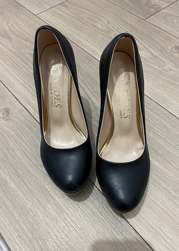 Klasik Siyah Platform Topuklu Kadın Stiletto