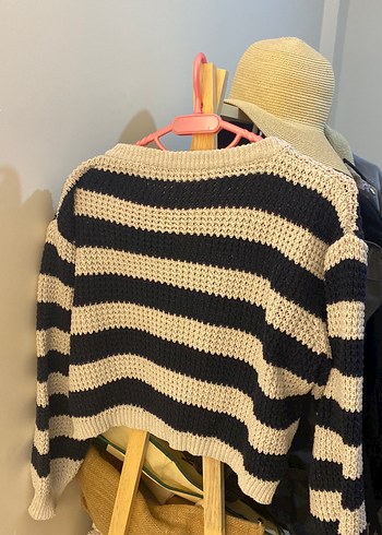 Bohem Çizgili Örgü Kadın Hırka - Görsel 2