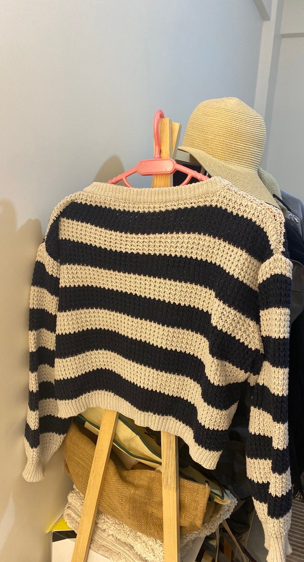 Bohem Çizgili Örgü Kadın Hırka - Görsel 2