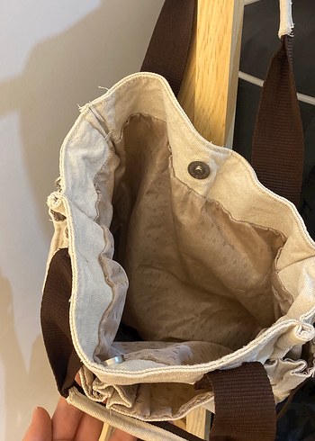 Kemerli Bej Keten Kadın Çanta - Görsel 3