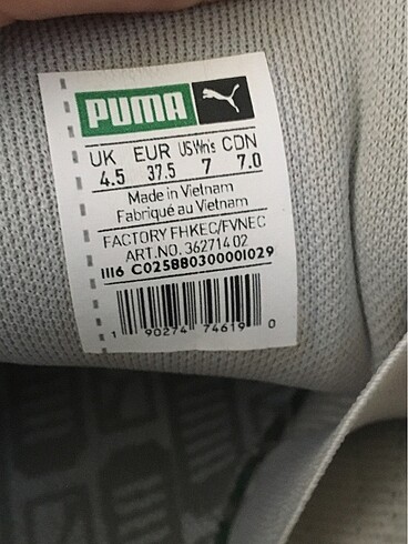 37,5 Beden gri Renk Puma suede ayakkabı