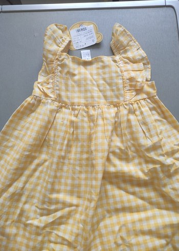 LC Waikiki LCW Marka Sarı Kareli Kolsuz Kız Elbisesi