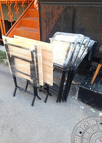 Ikea Kahverengi Ahşap Katlanabilir Masa Sandalye Takımı