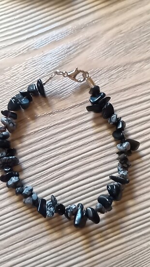 Obsidyen kırık taş bileklik