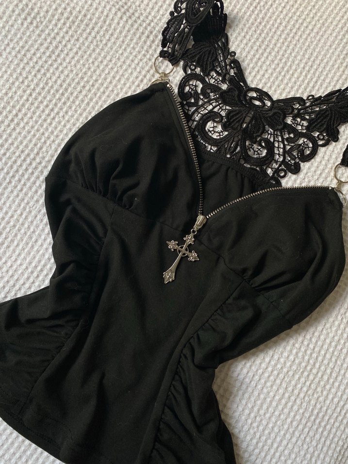 Dantel Detaylı Siyah Gotik Büstiyer - Görsel 2