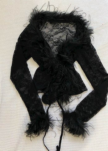 Kürk Detaylı Dantel Gotik Kadın Bluz