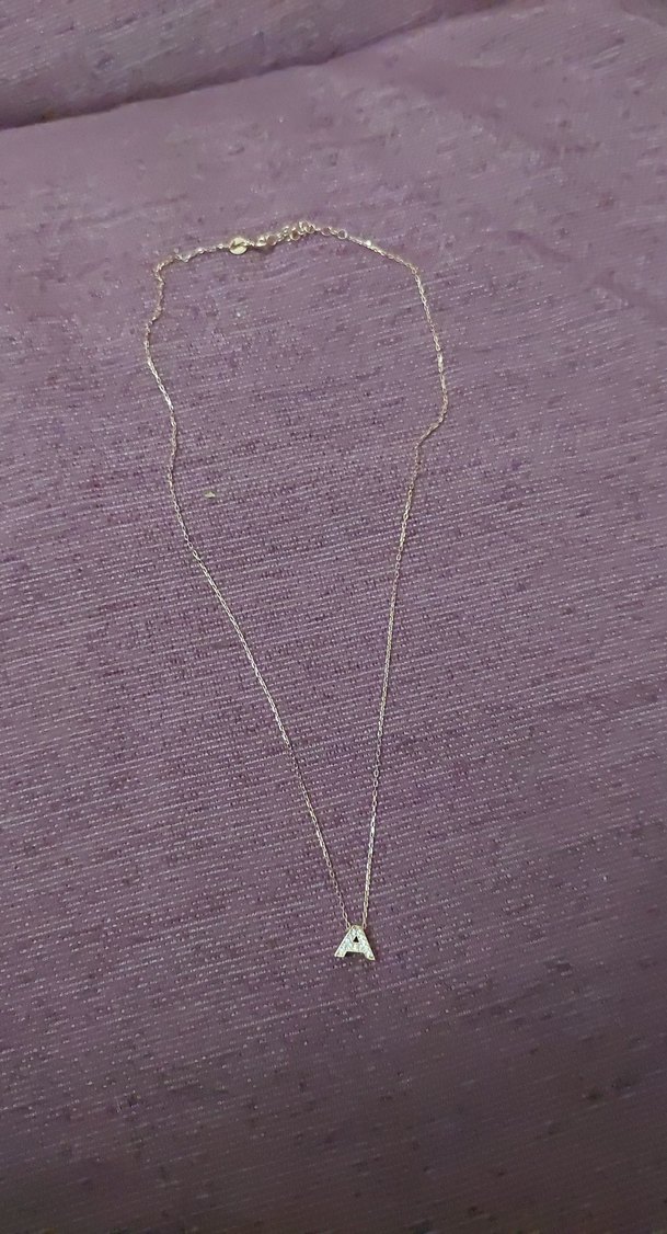 Altın Renkli Mini Zincir Detaylı Kadın Kolye A Harfli - Görsel 2