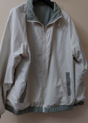 Çift Tarflı Açık Yeşil-Beyaz Fermuarlı Midi Ceket Unisex - Görsel 2