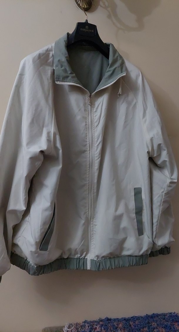 Çift Tarflı Açık Yeşil-Beyaz Fermuarlı Midi Ceket Unisex - Görsel 2