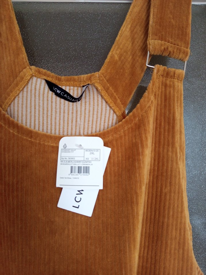 Kızlar için kahverengi süet askılı elbise - Görsel 2