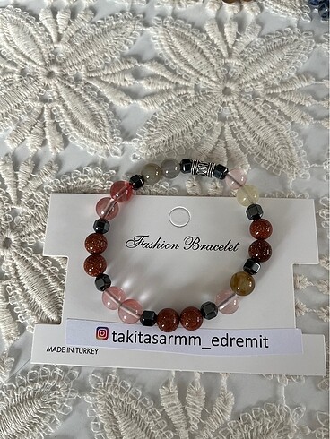 Tasarımcı Doğaltaş bileklik yıldız taşı, kuvars, hematit,