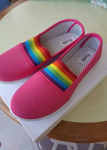 38 Beden pembe Renk Renkli Pembe Bez Kadın Ayakkabı