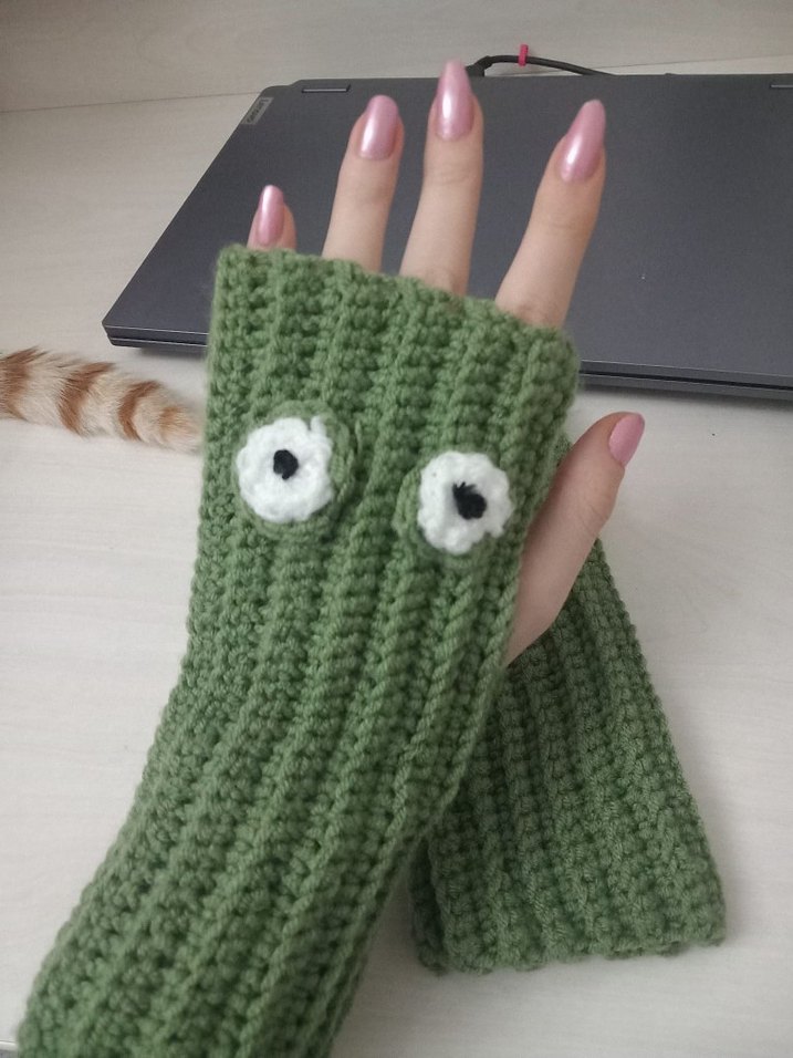 Yeşil Örgü Kadın Eldiveni - Görsel 4