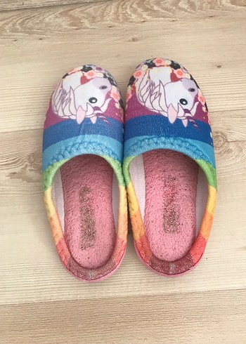 Renkli Unicorn Desenli Kız Çocuk Terliği - Görsel 2