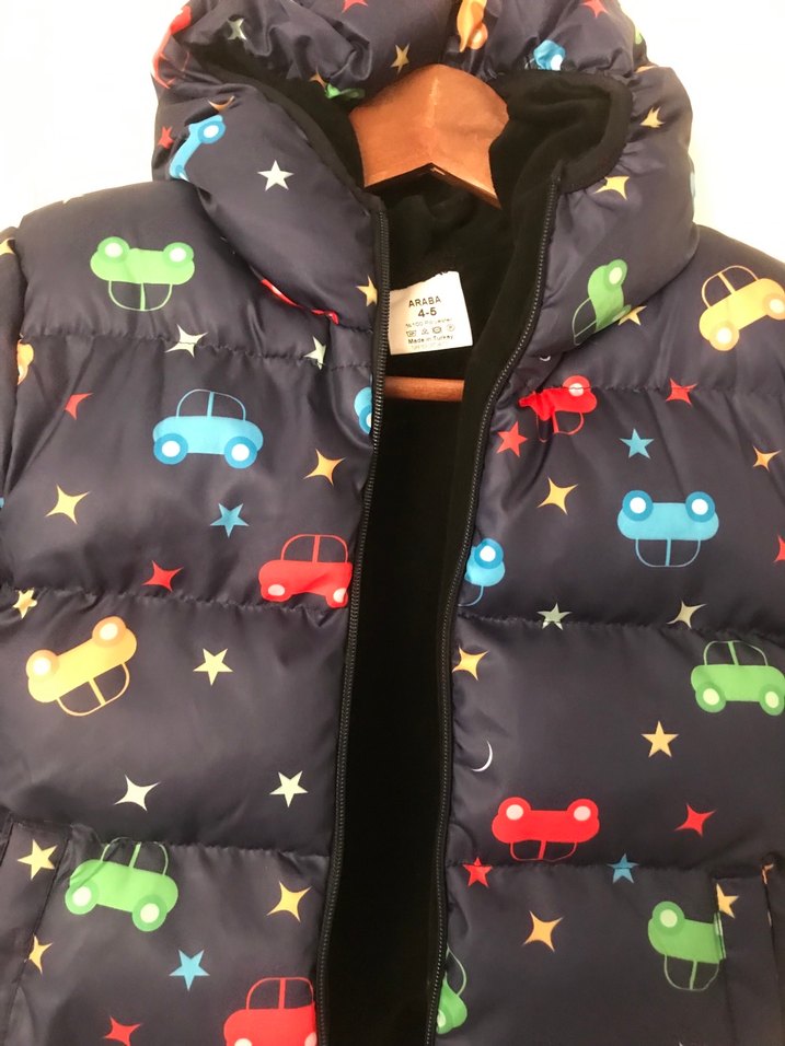 Kapüşonlu Erkek Çocuk Baskılı Kışlık Mont - Görsel 4