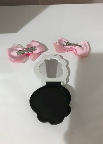 Pembe Barbie Fiyonklu Çocuk Saç Tokası ve Ayna - Görsel 2