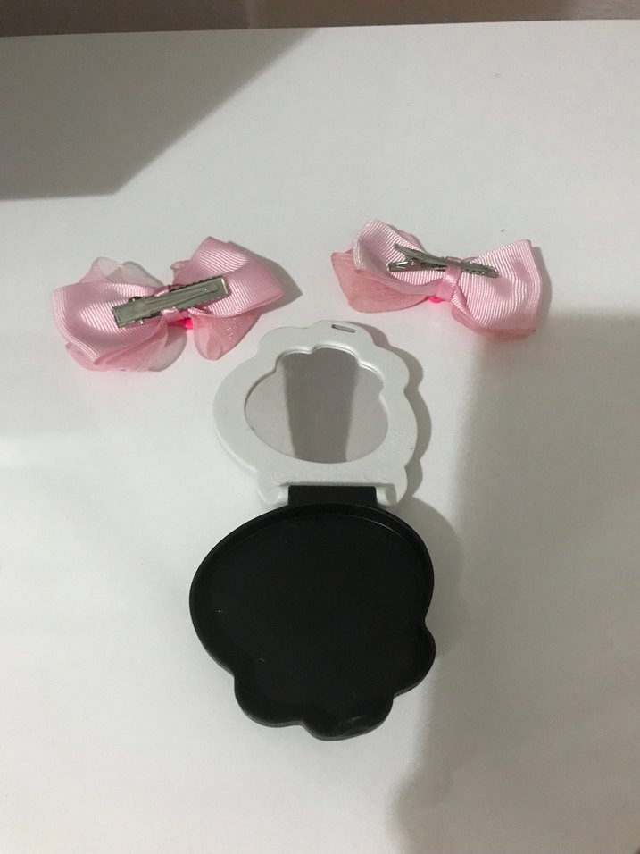 Pembe Barbie Fiyonklu Çocuk Saç Tokası ve Ayna - Görsel 2