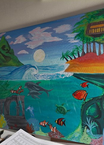 Beden çeşitli Renk Renkli Denizaltı Manzarası Tablosu