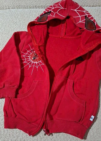 Kapüşonlu Fermuarlı Spiderman Karakterli Erkek Çocuk Sweatshirt