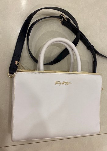  Beden beyaz Renk Tommy Hilfiger Beyaz Deri Kadın İş Çantası
