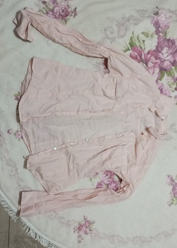 Pembe Düğmeli Uzun Kollu Kız Gömleği - Görsel 2