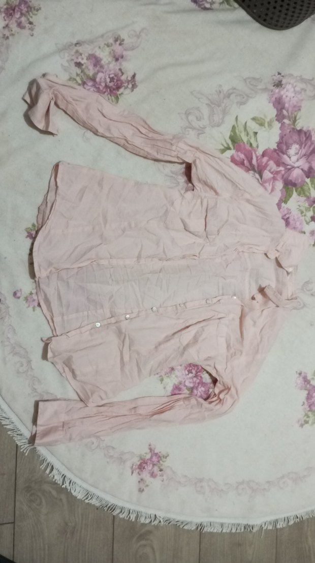 Pembe Düğmeli Uzun Kollu Kız Gömleği - Görsel 2