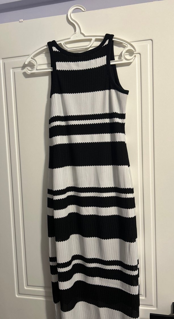 S beden çizgili elbise - Görsel 4