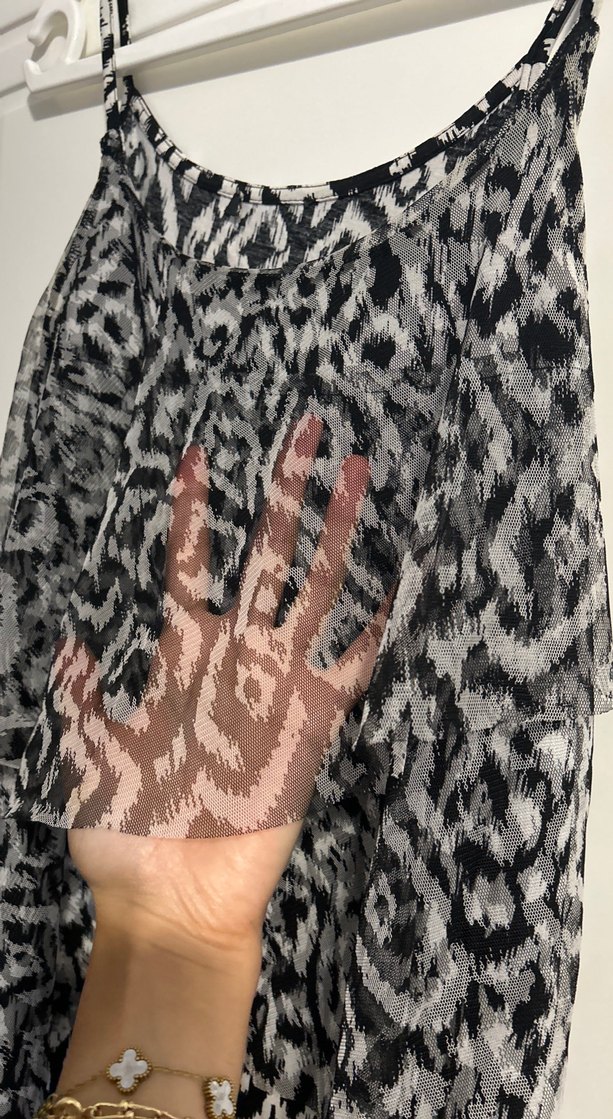 Gri önü tül detaylı bluz - Görsel 3