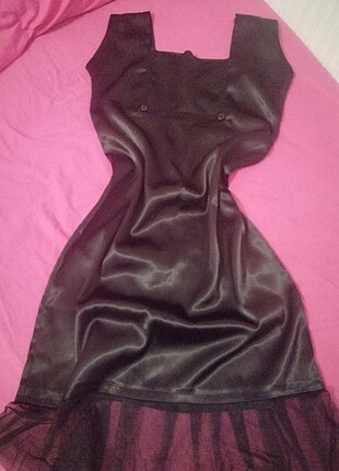 42 Beden Saten siyah gotik elbise