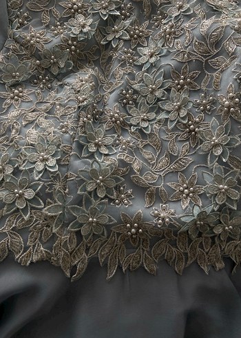 Nakışlı Gri Uzun Kollu Bohem Kadın Elbise - Görsel 2