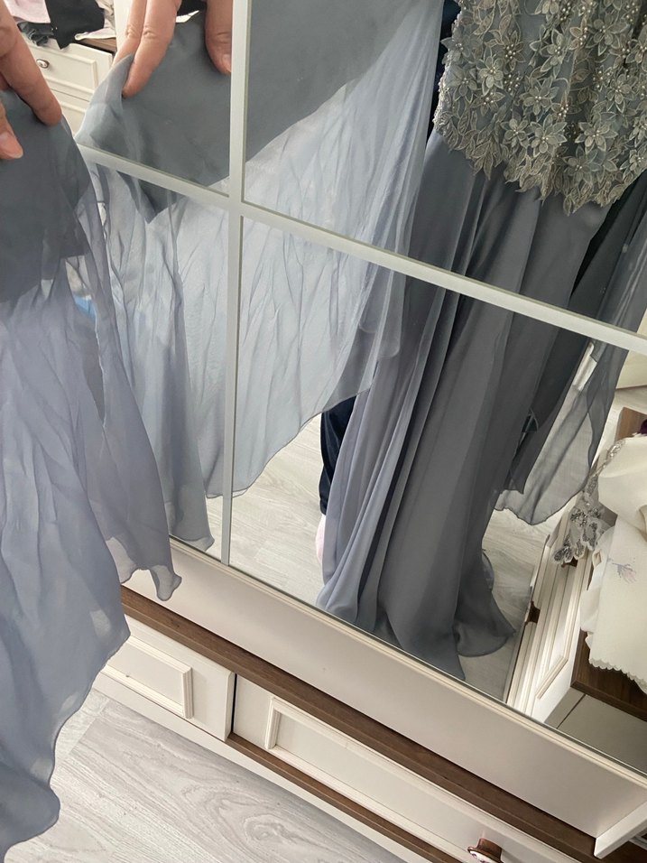 Nakışlı Gri Uzun Kollu Bohem Kadın Elbise - Görsel 3