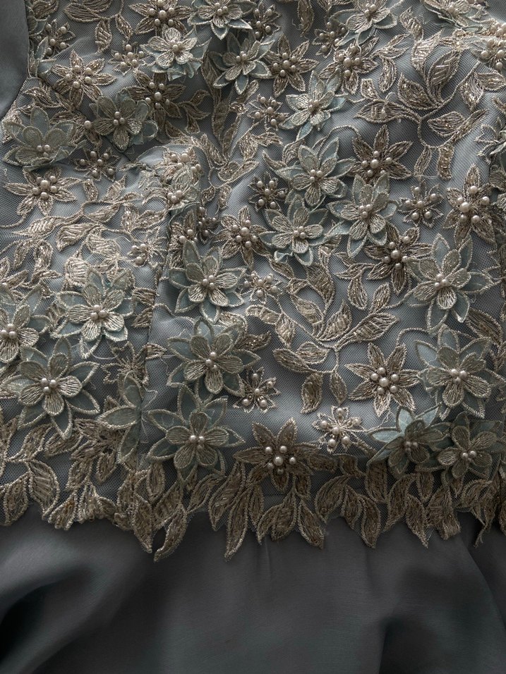 Nakışlı Gri Uzun Kollu Bohem Kadın Elbise - Görsel 2