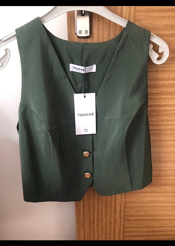 Düğmeli Kısa Kesim Kadın Yelek - Görsel 2