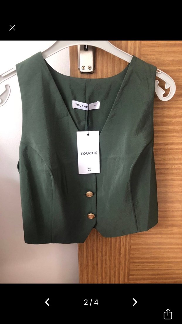 Düğmeli Kısa Kesim Kadın Yelek - Görsel 2